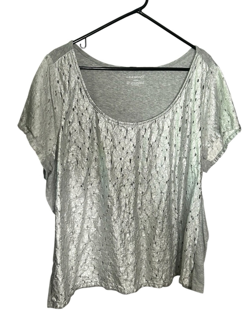 Lane Bryant Silver Metallic Scoop Neck Top